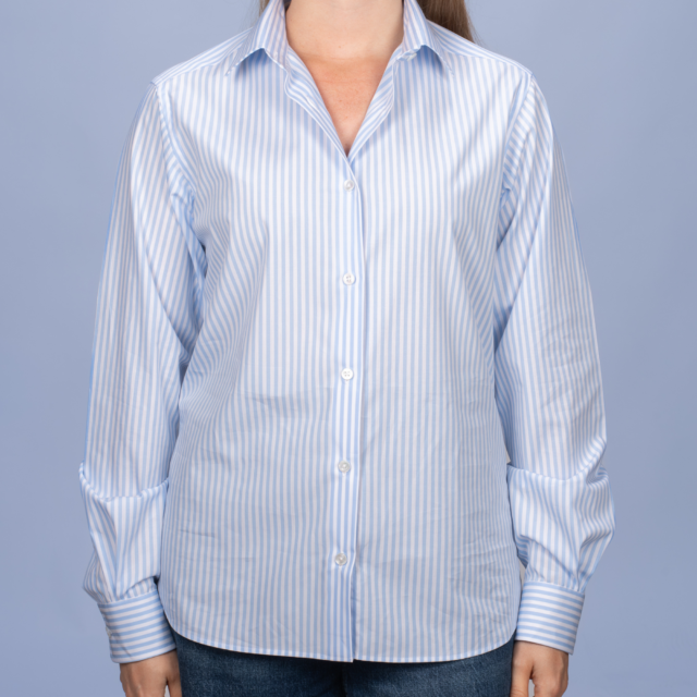 La Chemise Française - Chemisier Rayure Bleu Ciel – 48