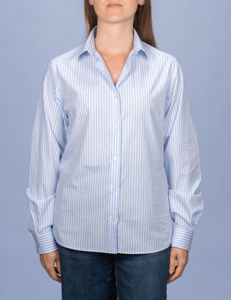 La Chemise Française - Chemisier Rayure Bleu Ciel – 48
