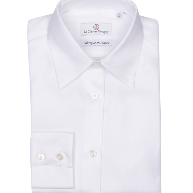 La Chemise Française - Chemisier Satin Blanc – Droite / 48