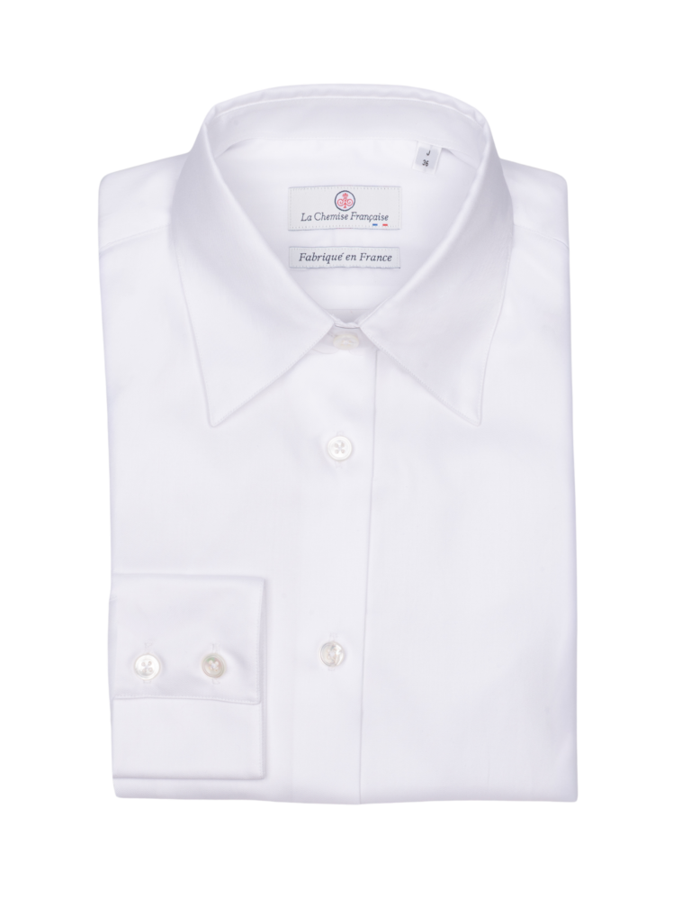 La Chemise Française - Chemisier Satin Blanc – Droite / 48