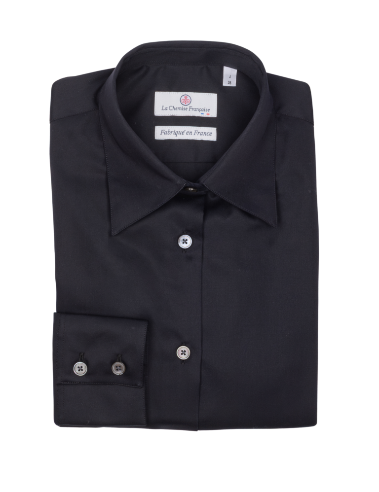La Chemise Française - Chemisier Satin Noir – Droite / 48