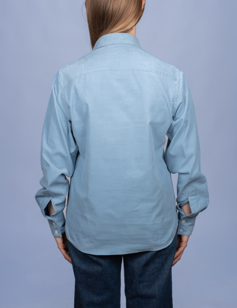 La Chemise Française - Chemisier Velours Milleraies Bleu Argile – 46