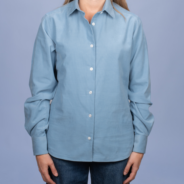 La Chemise Française - Chemisier Velours Milleraies Bleu Argile – 46