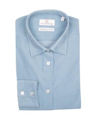 La Chemise Française - Chemisier Velours Milleraies Bleu Argile