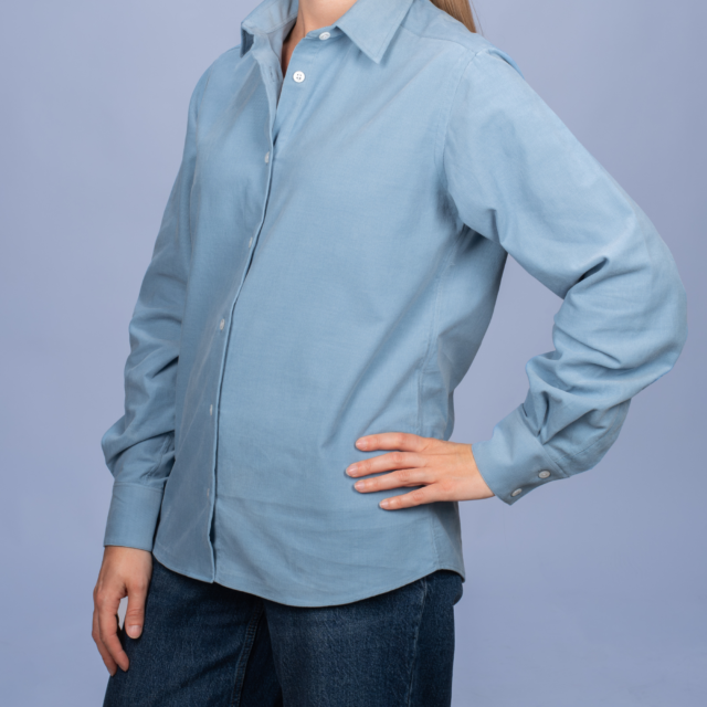 La Chemise Française - Chemisier Velours Milleraies Bleu Argile – 46