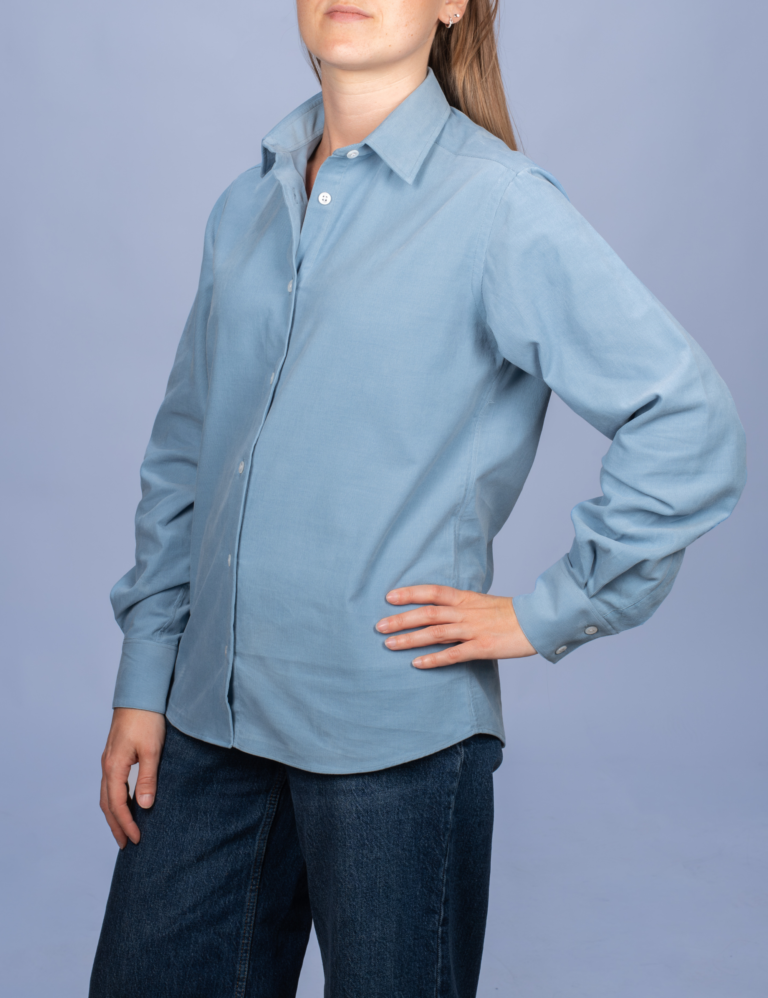 La Chemise Française - Chemisier Velours Milleraies Bleu Argile – 46