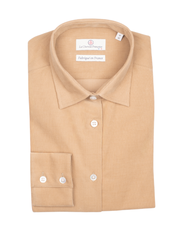 Chemisier Velours Milleraies Camel par la marque La Chemise Française La Chemise Française - Chemisier Velours Milleraies Camel