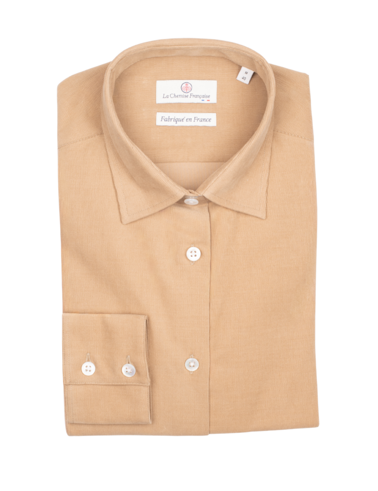La Chemise Française - Chemisier Velours Milleraies Camel – 46