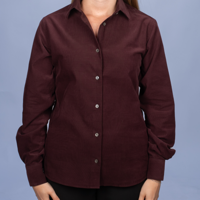 La Chemise Française - Chemisier Velours Milleraies Prune – 36