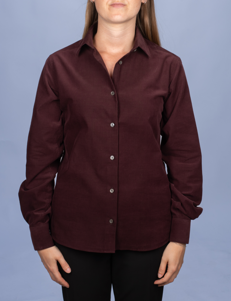 La Chemise Française - Chemisier Velours Milleraies Prune – 46