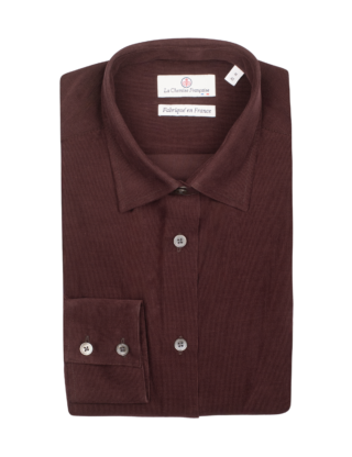 La Chemise Française - Chemisier Velours Milleraies Prune