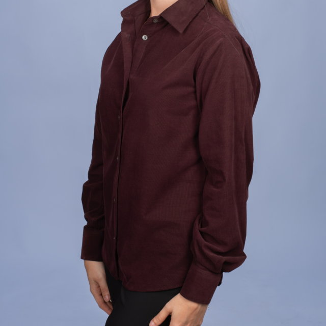 La Chemise Française - Chemisier Velours Milleraies Prune – 36