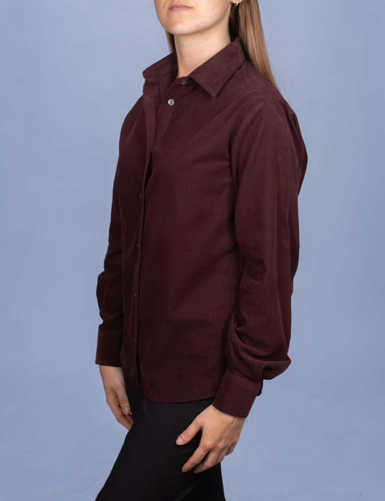 La Chemise Française - Chemisier Velours Milleraies Prune – 46