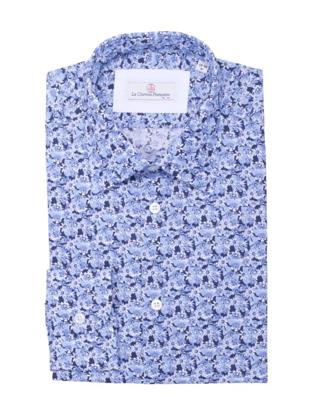 Chemise Fleurs Bleues par la marque La Chemise Française La Chemise Française - Chemise Fleurs Bleues