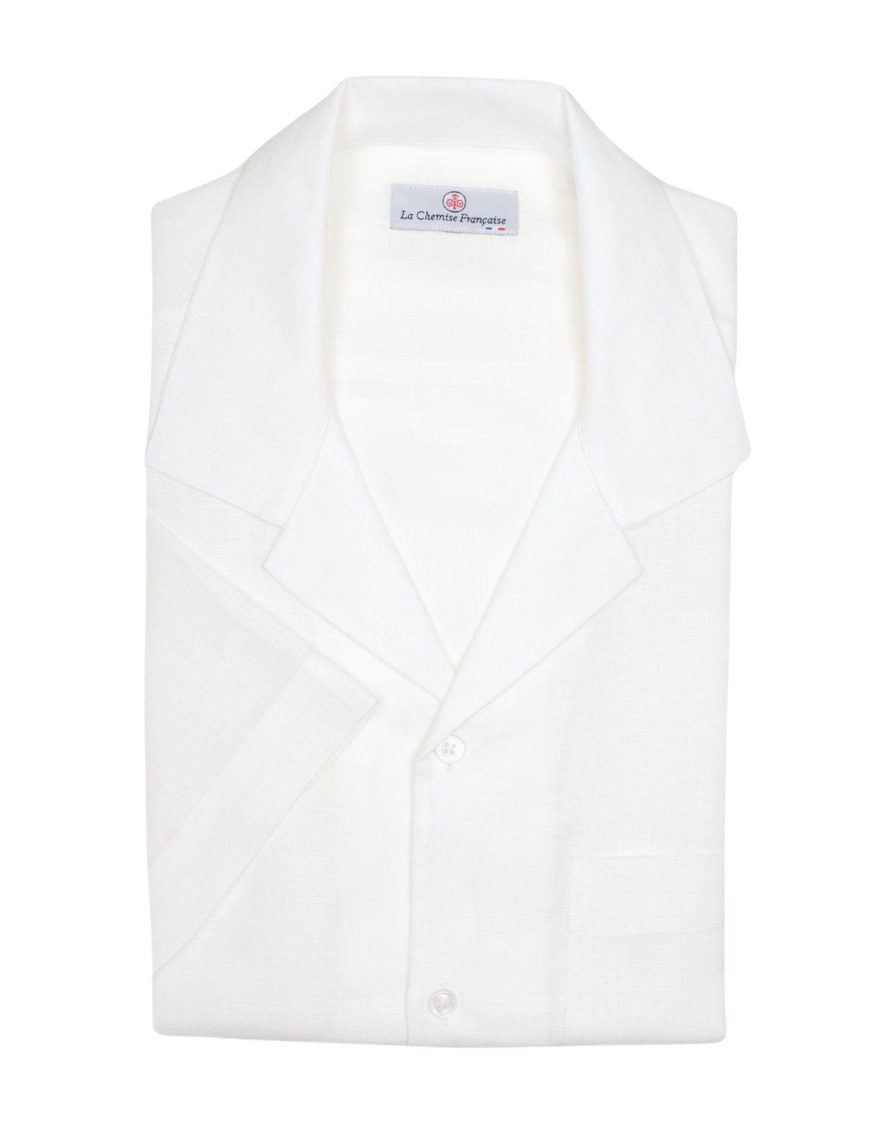 la chemise francaise chemise havane lin normand col cubain blanche pliee La Chemise Française - Chemise Havane Blanche - Col Cubain – S