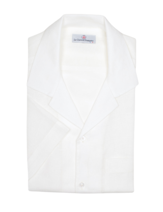 La Chemise Française - Chemise Havane Blanche  Col Cubain