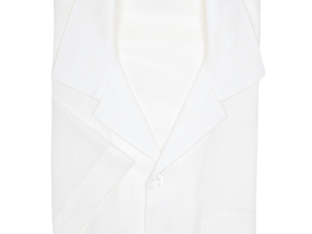 la chemise francaise chemise havane lin normand col cubain blanche pliee La Chemise Française - Chemise Havane Blanche - Col Cubain – S