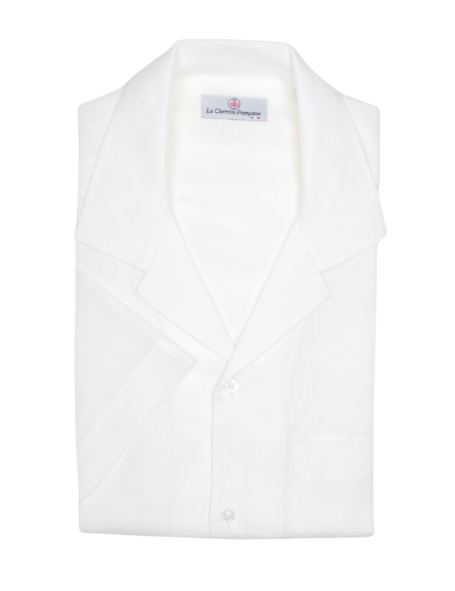 Chemise Havane Blanche – Col Cubain par la marque La Chemise Française La Chemise Française - Chemise Havane Blanche – Col Cubain