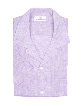 La Chemise Française - Chemise Havane Lavande  Col Cubain