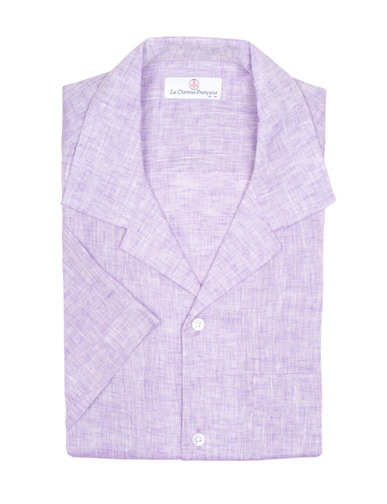la chemise francaise chemise havane lin normand col cubain lavande pliee a4faa0b8 85ae 4f4e 8932 cd8d77060a4e La Chemise Française - Chemise Havane Lavande - Col Cubain – XL