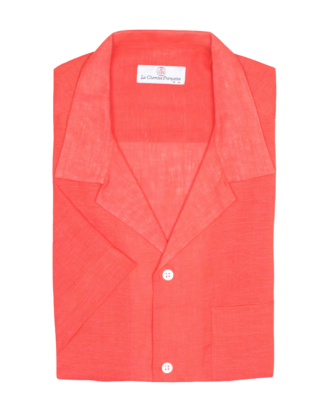 La Chemise Française - Chemise Havane Rouge – Col Cubain