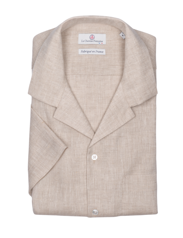 Chemise Havane Sable – Col Cubain par la marque La Chemise Française La Chemise Française - Chemise Havane Sable – Col Cubain
