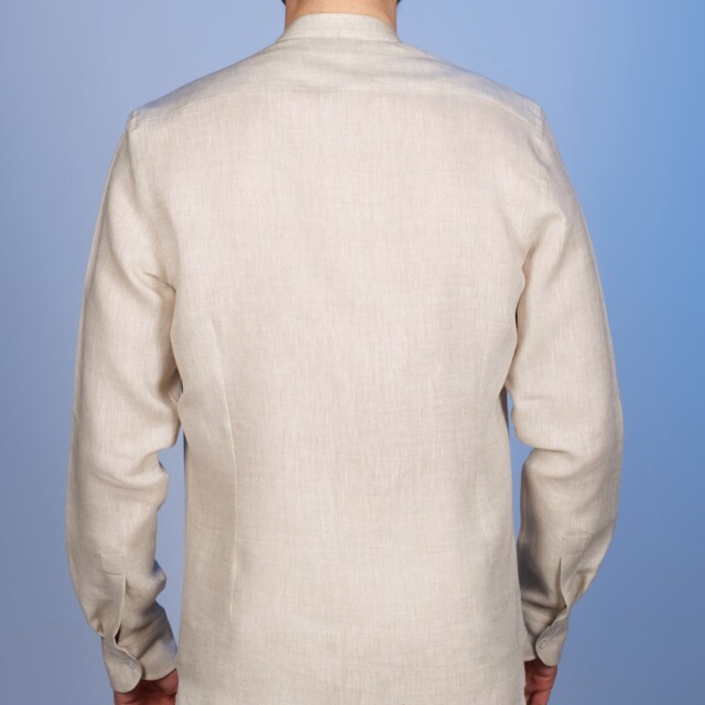 La Chemise Française - Chemise Lin Normand Sable - Col Mao – XL