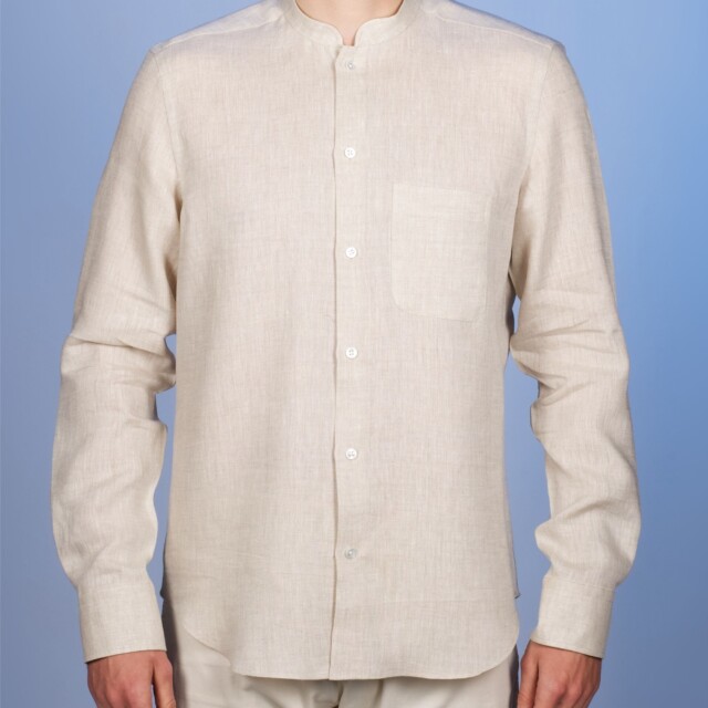 La Chemise Française - Chemise Lin Normand Sable - Col Mao – XL