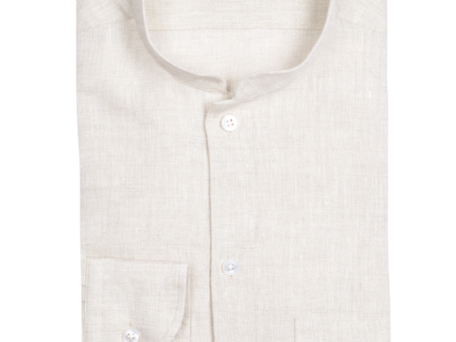 La Chemise Française - Chemise Lin Normand Sable - Col Mao – XL