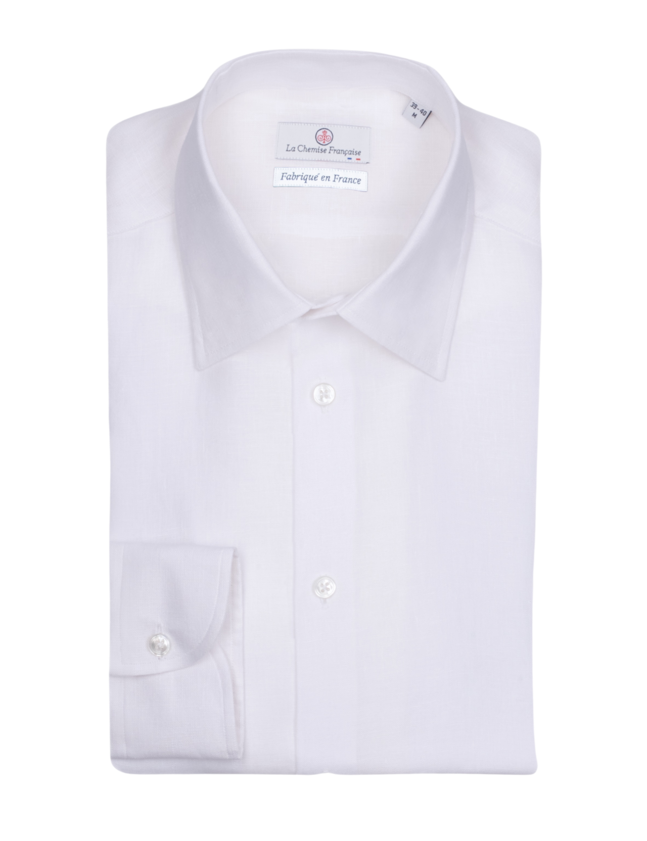 la chemise francaise chemise lin blanc col souple pliee 02f196ba 02d7 476e a085 f7a996f4b9d9 La Chemise Française - Chemisier Lin Normand Blanc – 48