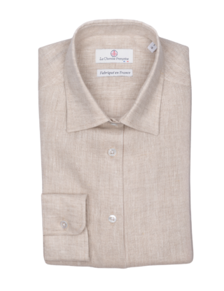 La Chemise Française - Chemise Lin Normand Sable – Col Souple