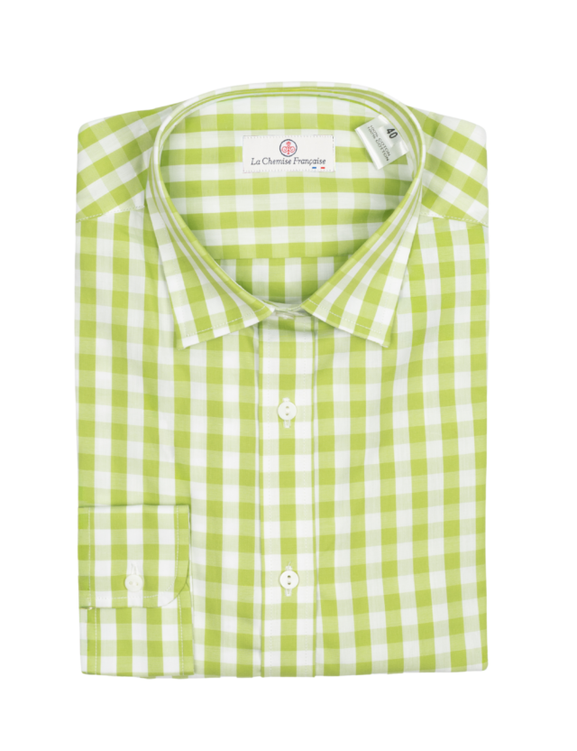 Chemisier Carreaux Vert Pomme par la marque La Chemise Française La Chemise Française - Chemisier Carreaux Vert Pomme