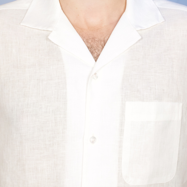 La Chemise Française - Chemise Havane Blanche - Col Cubain – S