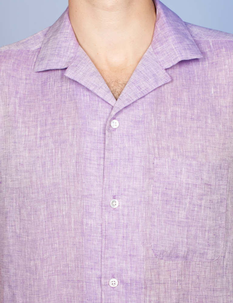 La Chemise Française - Chemise Havane Lavande - Col Cubain – XL