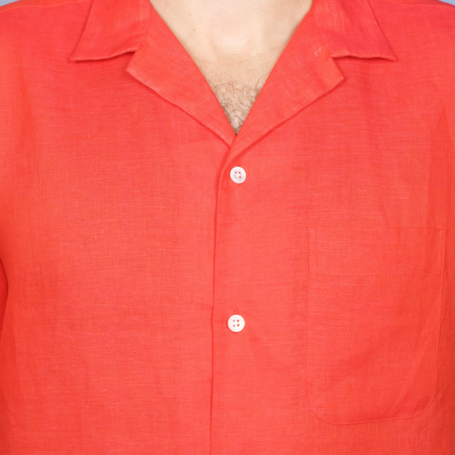 La Chemise Française - Chemise Havane Rouge - Col Cubain – S