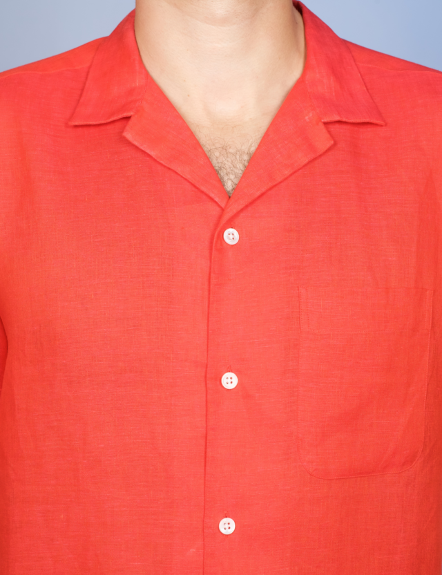 La Chemise Française - Chemise Havane Rouge - Col Cubain – S