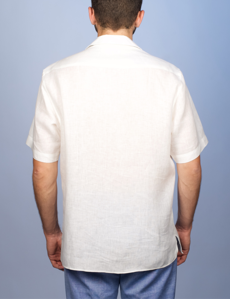 La Chemise Française - Chemise Havane Blanche - Col Cubain – XL