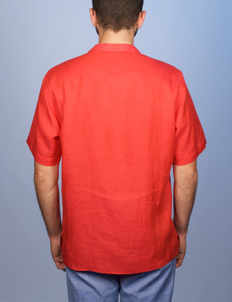 La Chemise Française - Chemise Havane Rouge - Col Cubain – XL