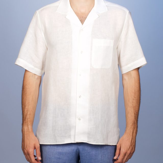 La Chemise Française - Chemise Havane Blanche - Col Cubain – S