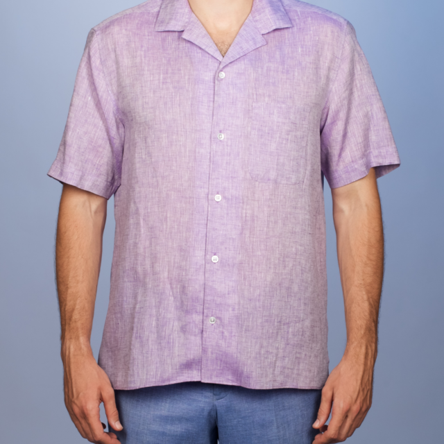 La Chemise Française - Chemise Havane Lavande - Col Cubain – XL