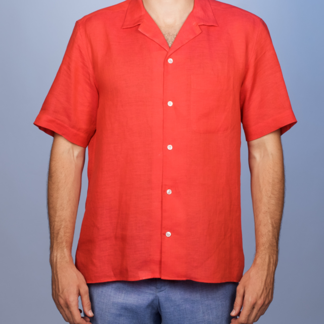La Chemise Française - Chemise Havane Rouge - Col Cubain – S