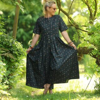 Quintessence - La combi India manches courtes en coton lavé Herbier romantique