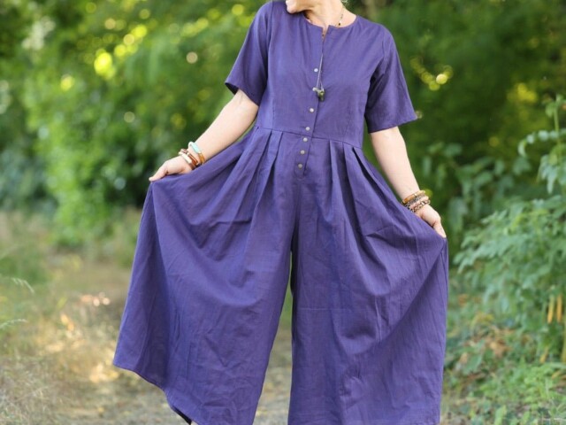 la combi india manches courtes en lin prune 3487801 Meta SS25 - La combi India manches courtes en lin prune – S
