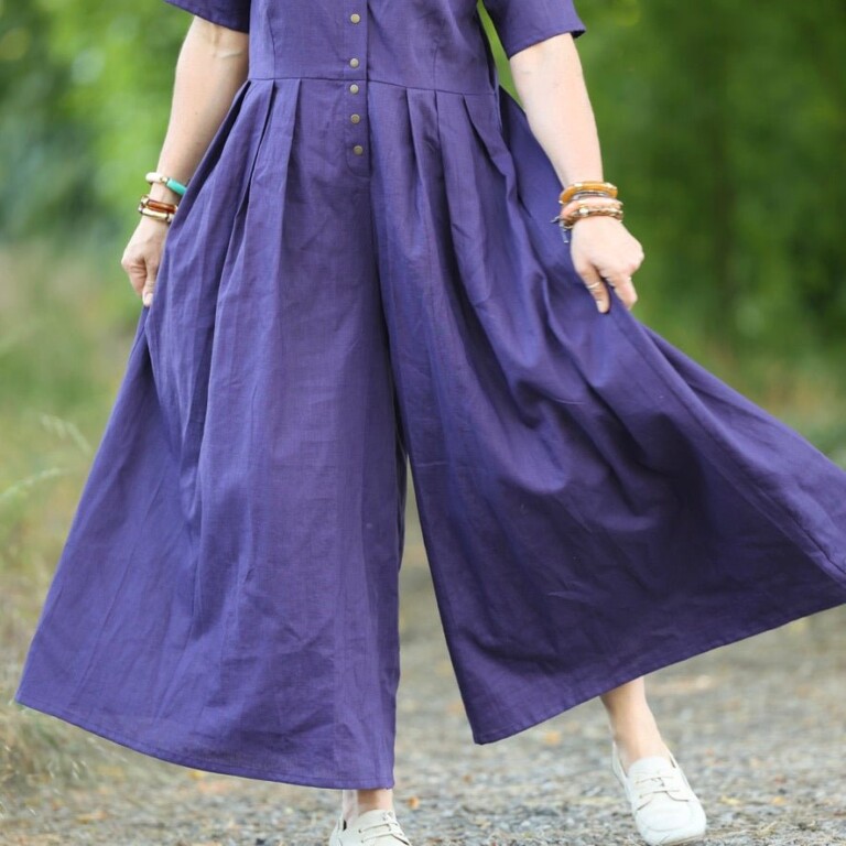 Meta SS25 - La combi India manches courtes en lin prune – S