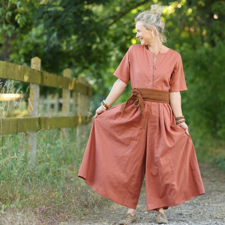 la combi india manches courtes en lin terracotta 5934847 Meta SS25 - La combi India manches courtes en lin terracotta – S