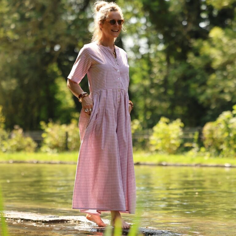 Meta SS25 - La combi India manches courtes en vichy rose boisé – L