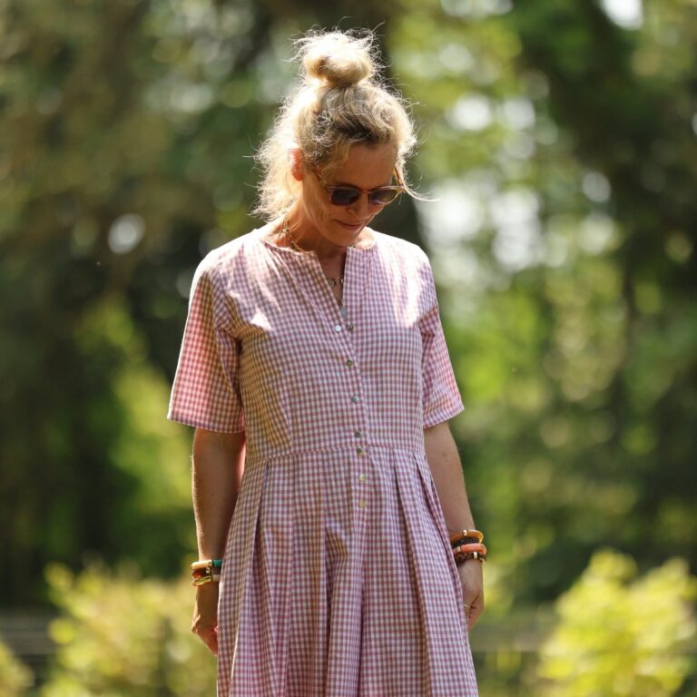 Meta SS25 - La combi India manches courtes en vichy rose boisé – L