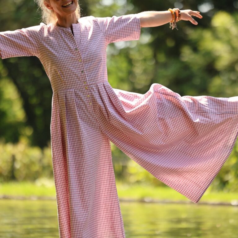 Meta SS25 - La combi India manches courtes en vichy rose boisé – L