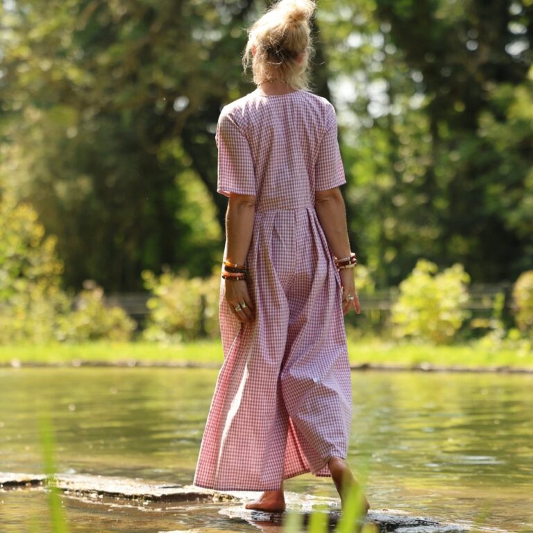 Meta SS25 - La combi India manches courtes en vichy rose boisé – L
