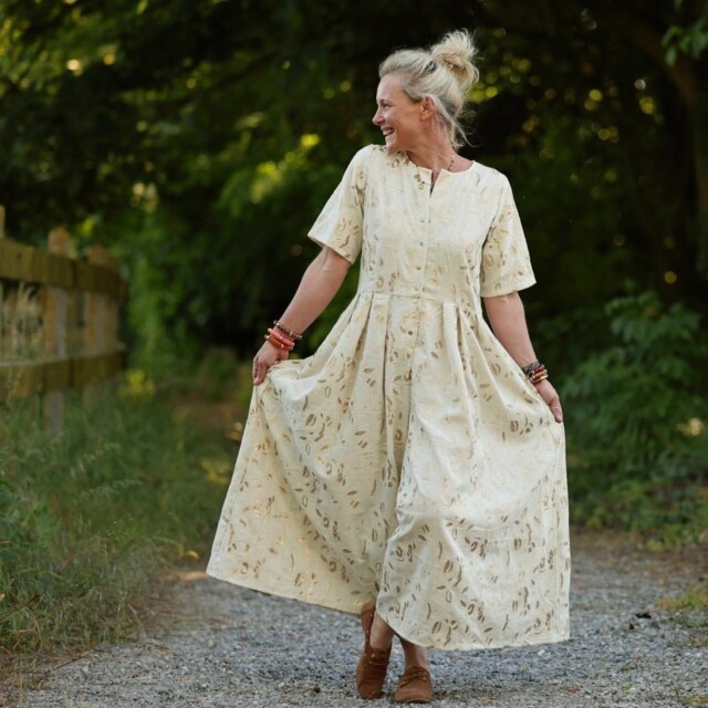 La combi India manches courtes en viscose/lin et sequins Nymphe par la marque Quintessence Quintessence - La combi India manches courtes en viscose/lin et sequins Nymphe
